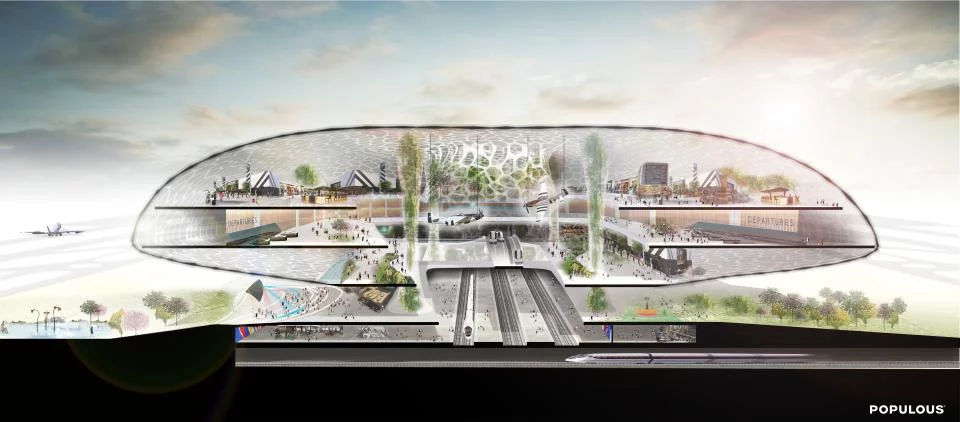 Propozycja Populous koncepcja tzw. airport city, czyli „lotnisko – miasto”.