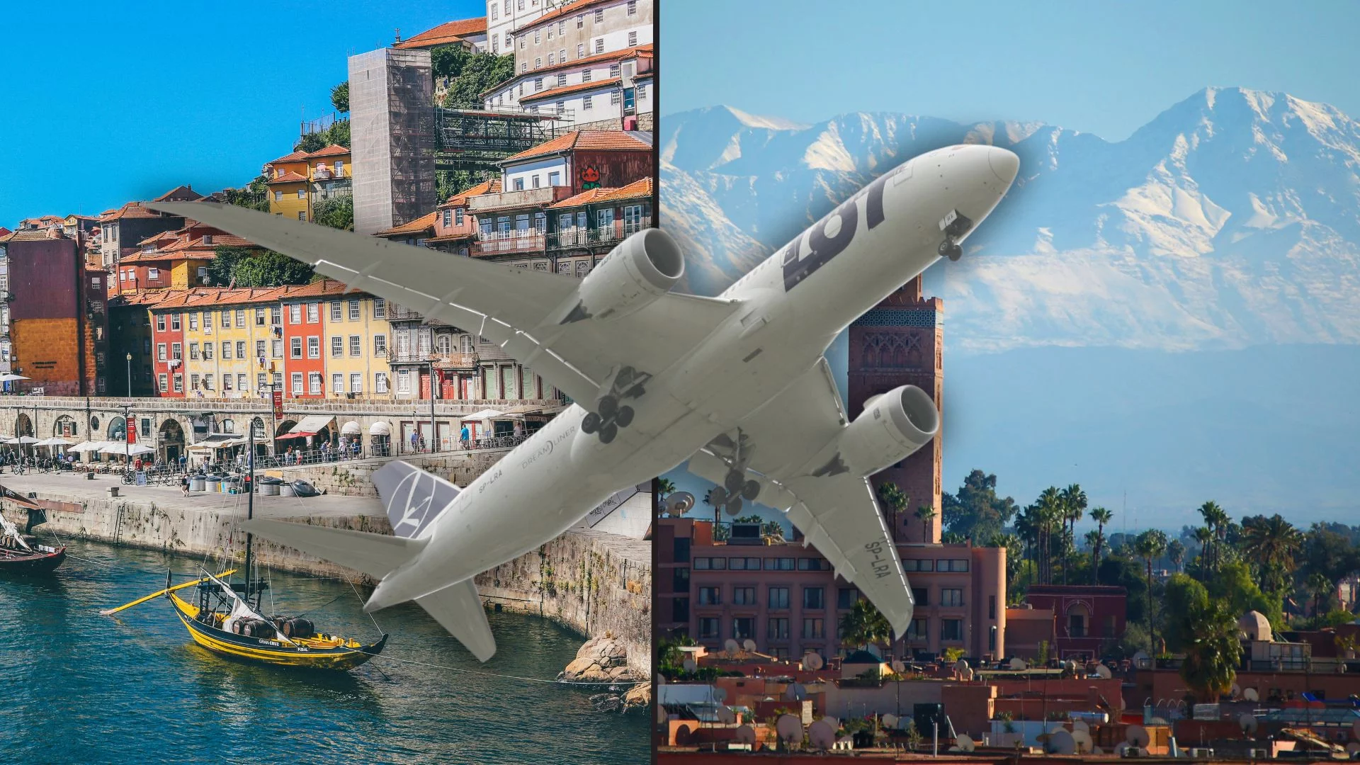 Nowe kierunki rejsów w LOT. Jeden jest w sam raz na jesienno-zimowy citybreak Porto (z lewej), Marrakesz (z prawej) i Airbus PLL LOT. Polski przewoźnik uruchamia nowe połączenia.