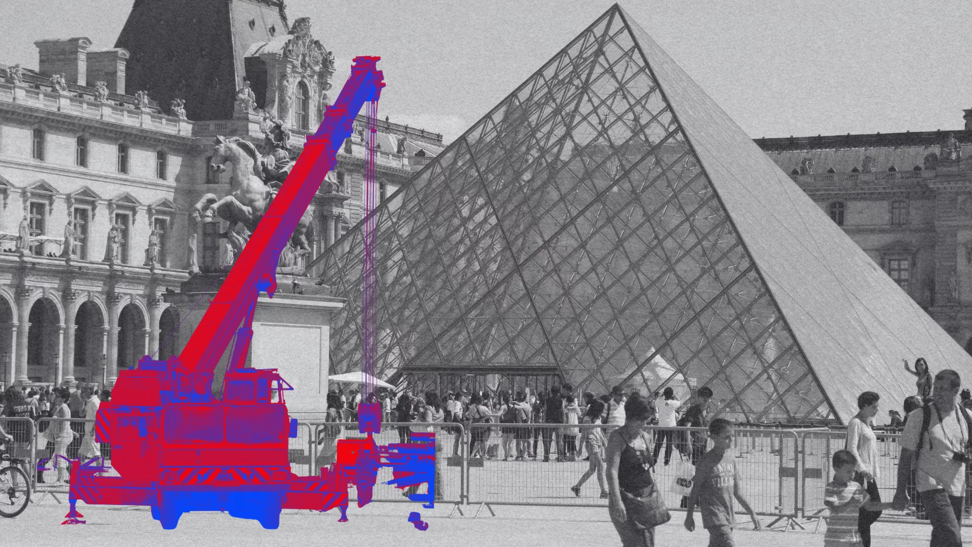 Podnośnik na tle Luwru. Tak reklamuje się dziś jego producent