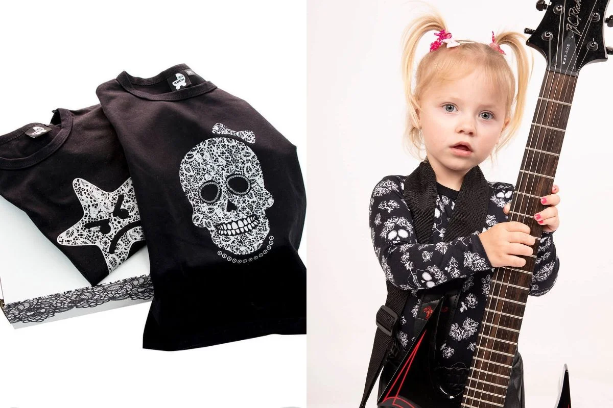 W sieciówkach nie ma rockowych ubranek dla dzieci. Katarzyna Żur stwierdziła więc, że takie stworzy.