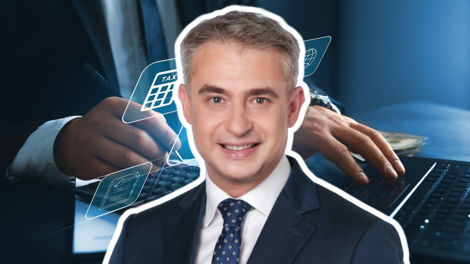 Nadchodzi nowy podatek dla gigantów internetowych. Rząd zapowiada ważne zmiany Krzysztof Gawkowski. W tle mezczyzna placacy podatki