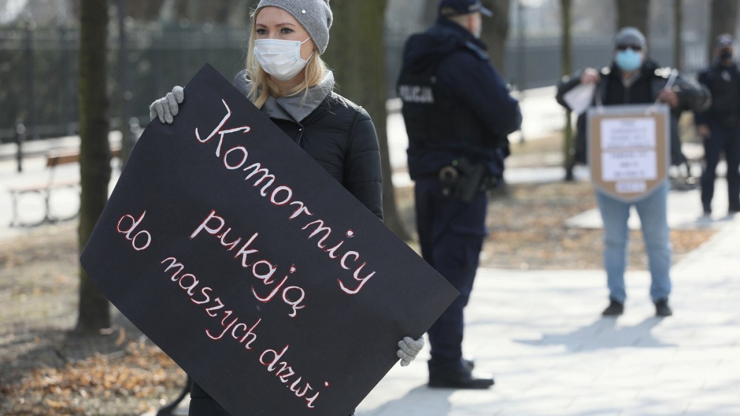Protestujący przedsiębiorca.