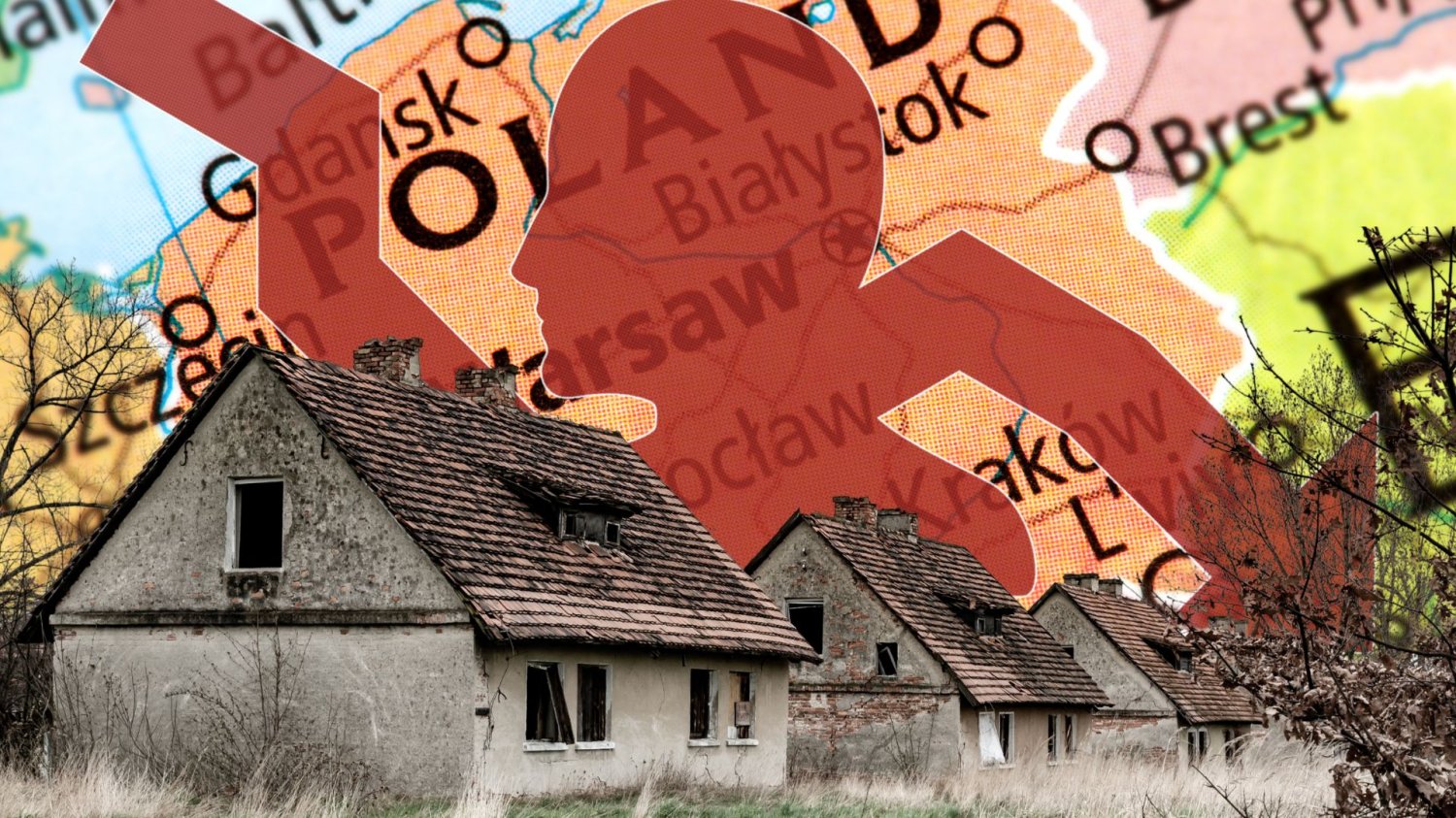 Puste domy i spadek populacji na tle mapy Polski