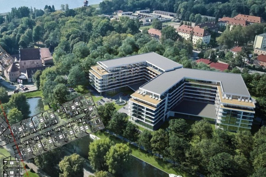 Wizualizacja hotelu, jaki ma powstać na historycznych terenach Giżycka.