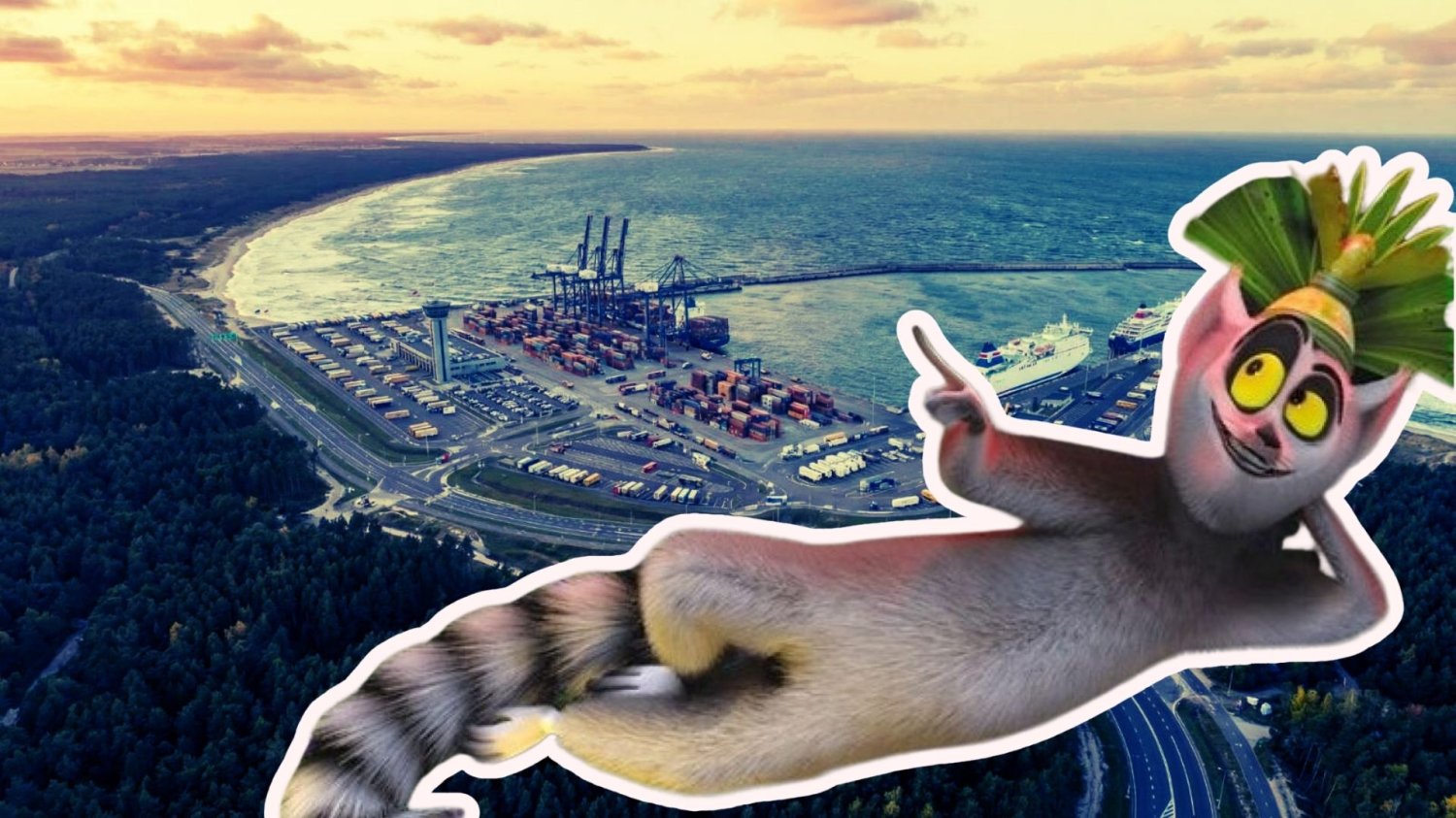 PiS i Ostrołęka na wodzie. Port Haller to kolejna wizja na miarę króla Juliana król Julian z kreskówki Madagaskar na tle wizji Portu Haller