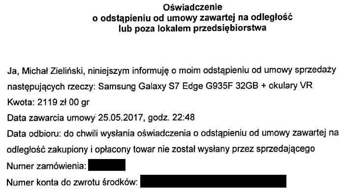 Nie skutkuje nawet odstąpienie od umowy