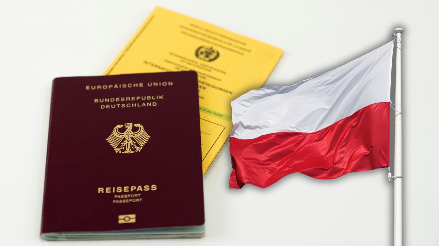 Nowe dane o obywatelstwach w Niemczech. Polacy w czołówce UE. Niemiecki paszport, flaga Polski.