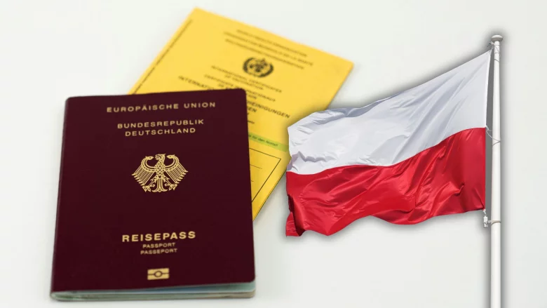 Niemiecki paszport, flaga Polski.