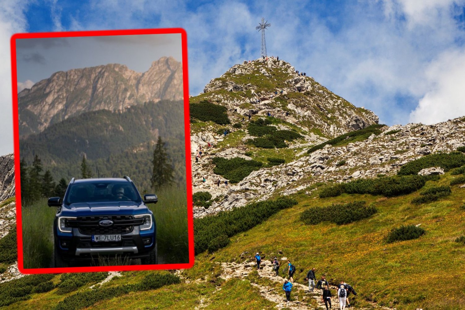Widok na Giewont i polskie góry. Zdjęcie Forda z Giewontem w tle.
