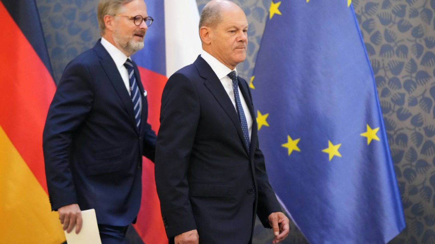 Premier Czech Petr Fiala i kanclerz Niemiec Olaf Scholz