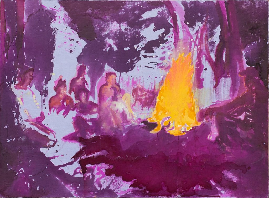 Agnieszka Strojna, bez tytułu, ecolina, tempera jajowa na płótnie, 100x73,5 cm