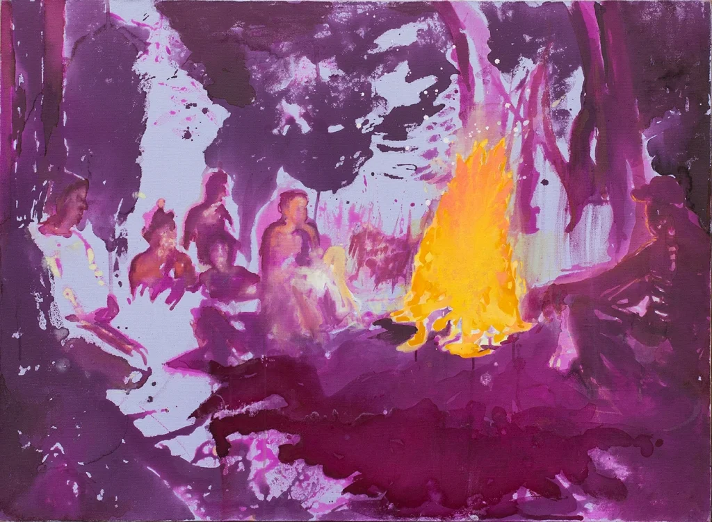 Agnieszka Strojna, bez tytułu, ecolina, tempera jajowa na płótnie, 100x73,5 cm