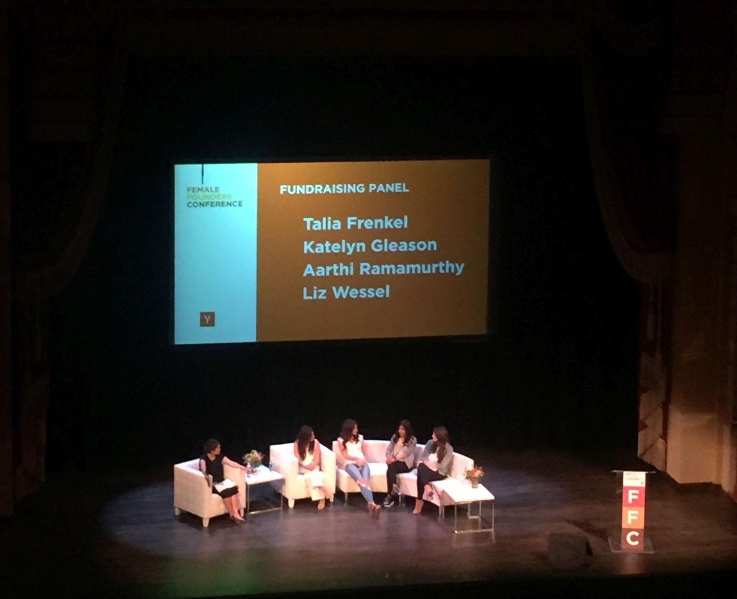Foundraising Panel; Talia Frenkel, Katelyn Gleason, Aarthi Ramamurthy, Liz Wessel; Female Founders Conference, San Francisco, kwiecień 2016.