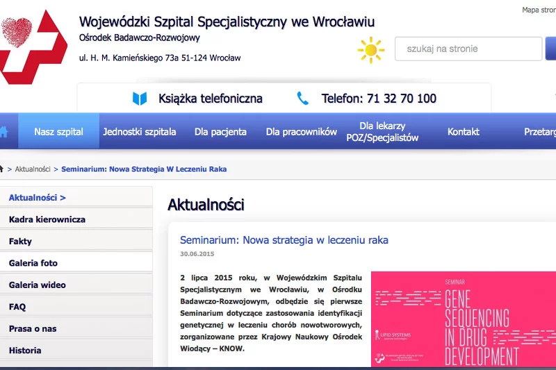 Wojewódzki Szpital Specjalistyczny we Wrocławiu ma już pierwsze osiągnięcia na polu leczenia spersonalizowanego u pacjentek z nowotworem