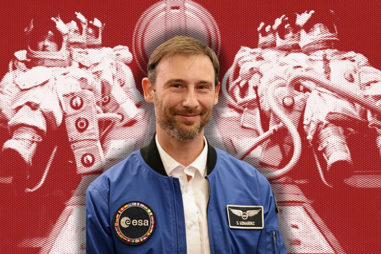 Sławosz Uznański-Wiśniewski i kadr z "Test pilota Pirxa".