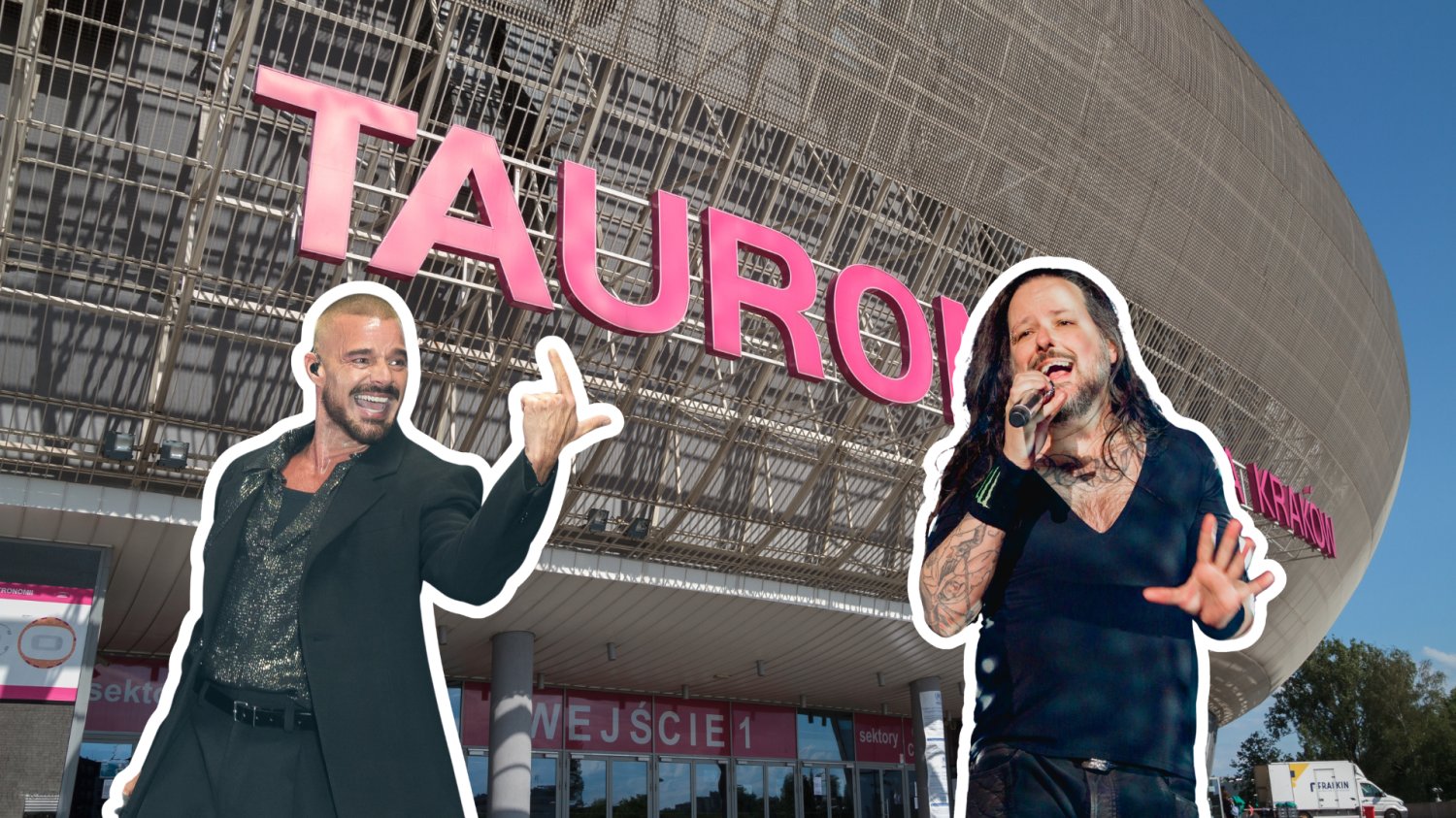 Ricky Martin, wokalista Korna, w tle Tauron Arena