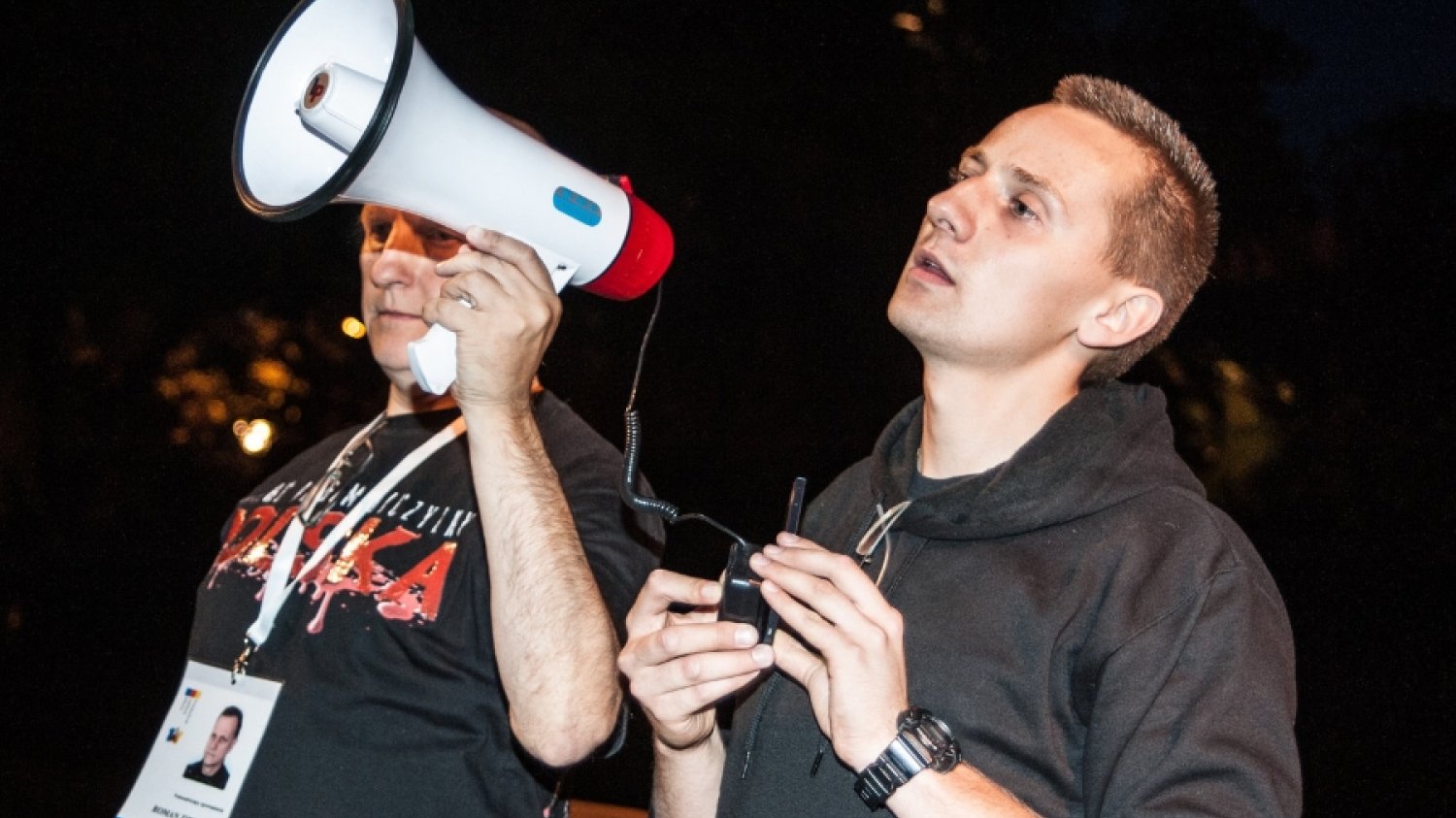 Były ksiądz Jacek Międlar podczas marszu narodowców we Wrocławiu, 17 września br.