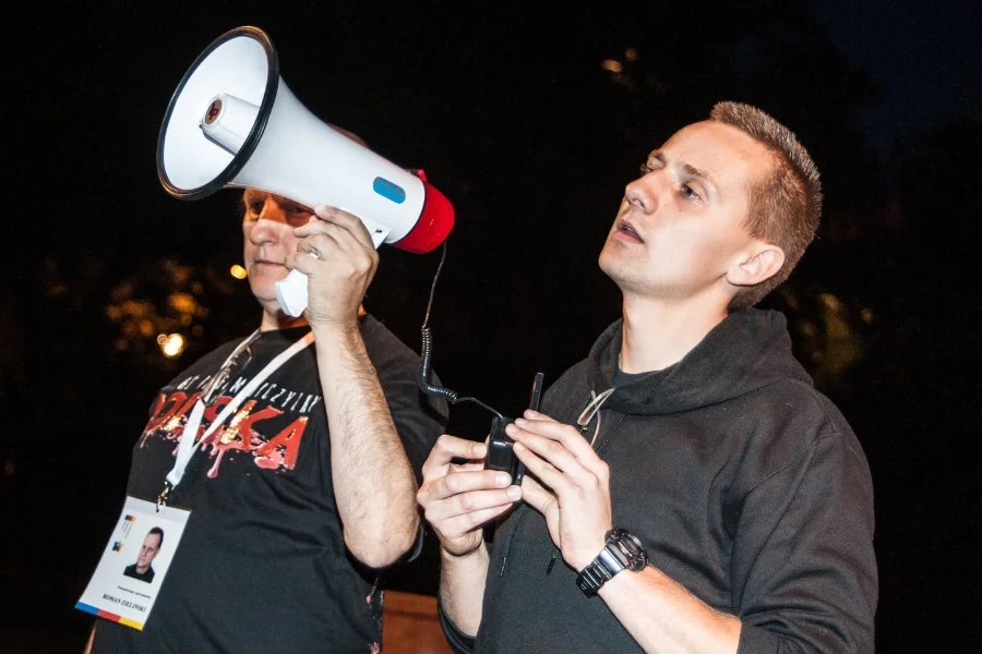 Były ksiądz Jacek Międlar podczas marszu narodowców we Wrocławiu, 17 września br.