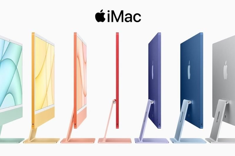 Nowe komputery iMac z procesorem M1 tworzą prawdziwą tęczę kolorów.