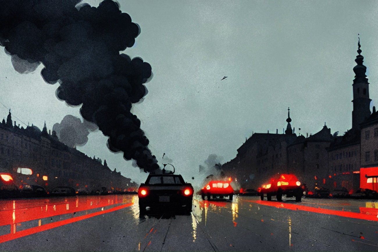 Samochód emitujący spaliny, Kraków.