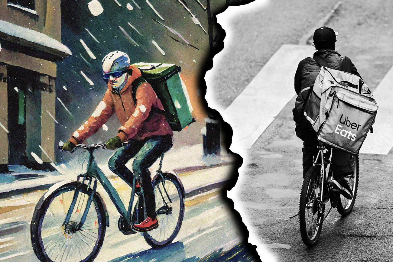 Zarobki dostawców jedzenia w zimie