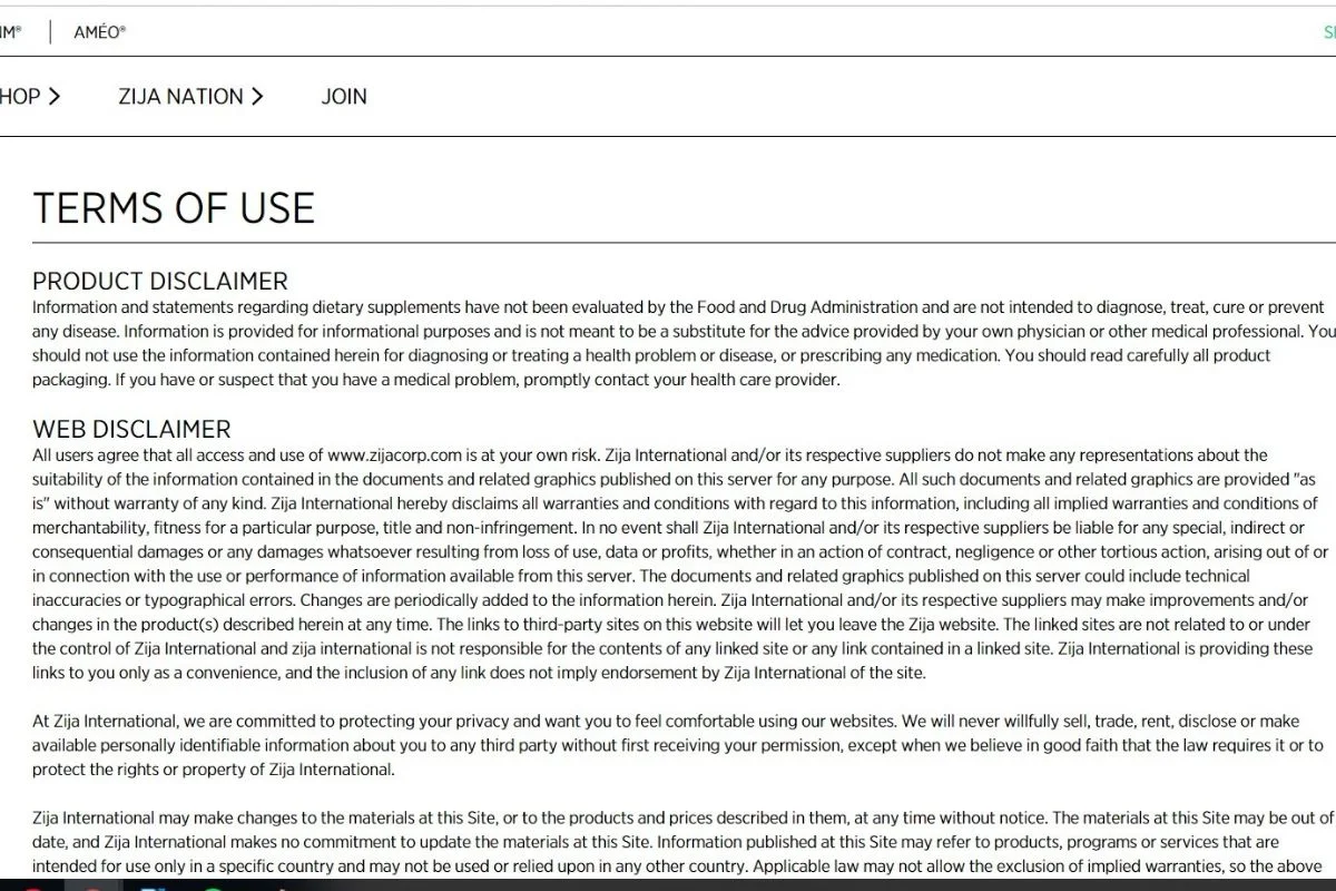 Na stronie produktu znajdziemy informacje, że produkowane przez firmę suplementy diety nie zostały ocenione przez Food and Drug Administration i nie są przeznaczone do diagnozowania, leczenia lub zapobiegania jakiejkolwiek chorobie.