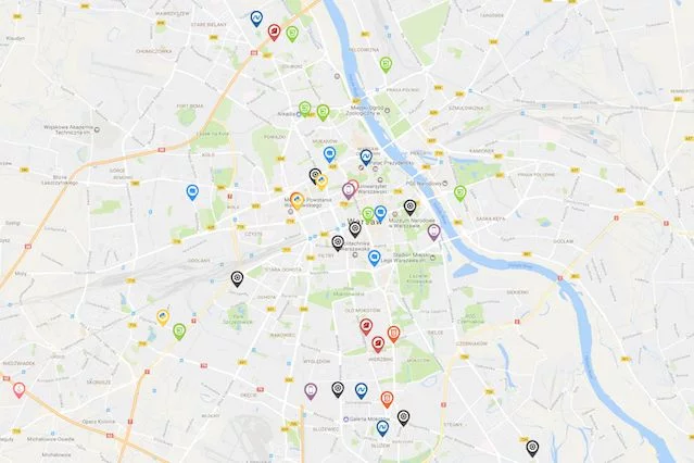 Mapa z ofertami pracy.