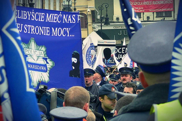 Protest Policji przeciwko cięciu wydatków na tę służbę, rok 2008
