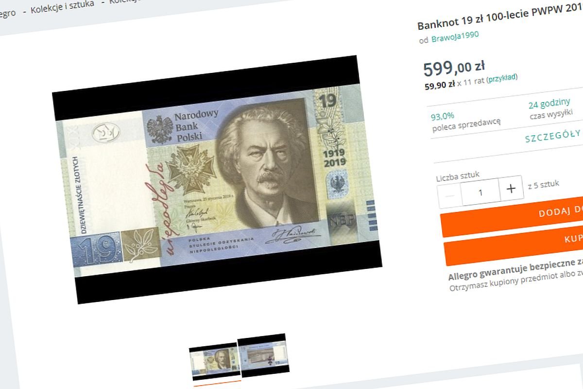 Kolekcjonerski pieniądz okazał się nie lada gratką dla amatorów papierów wartościowych, którzy chcą za banknot nawet 600 zł.