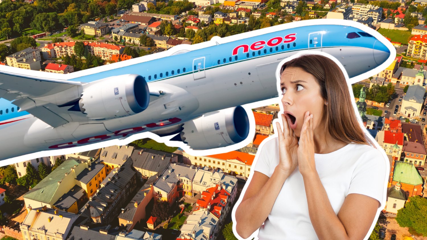 Lotnisku w Radomiu czeka na Dreamlinera. Iskra, która może rozpalić cały port W tle Radom. Dreamliner, czyli Boeing 787 i zaskoczona kobieta.
