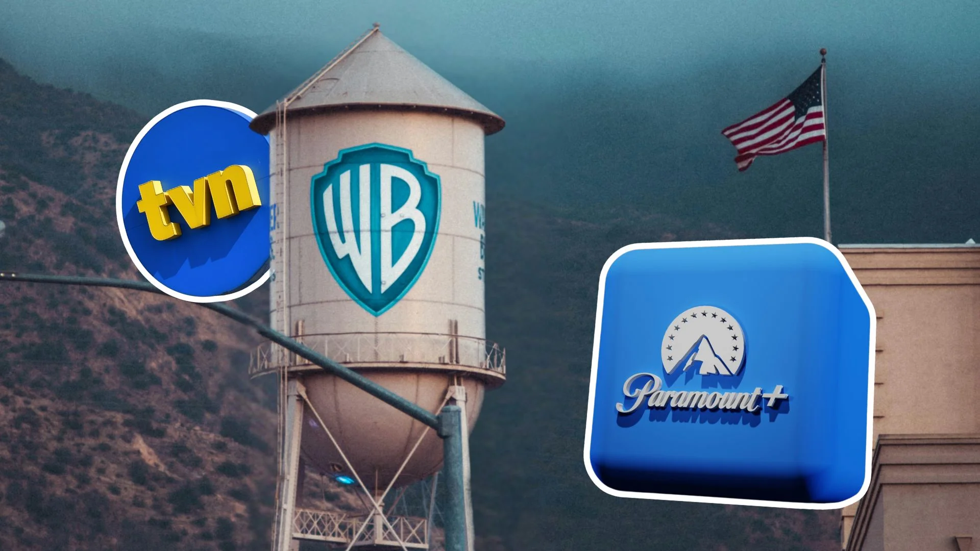 Paramount walczy o przejęcie właściciela TVN. W miedzyczasie pakuje walizki. Logo TVN, Warner Bros, Discovery i Paramount.