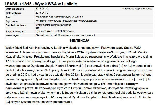 W spornych sprawach często zapadają takie wyroki. Tyle że firmy nie ma już na rynku