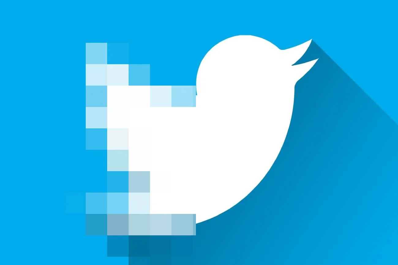 Logo serwisu Twitter, w połowie rozpikselowane