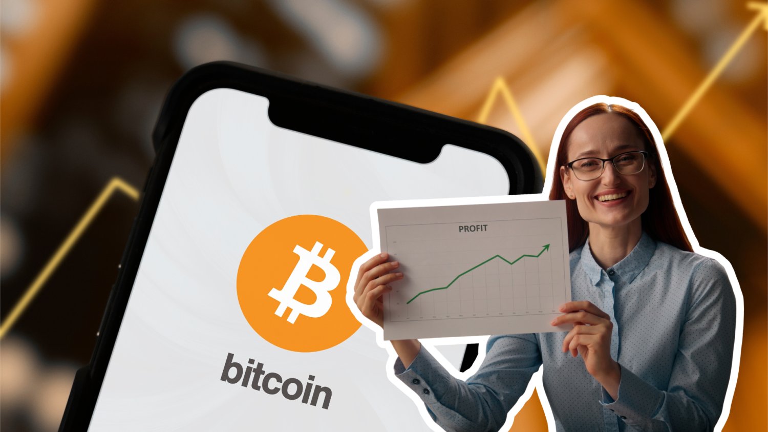 bitcoin i inwestorka pokazują wykres