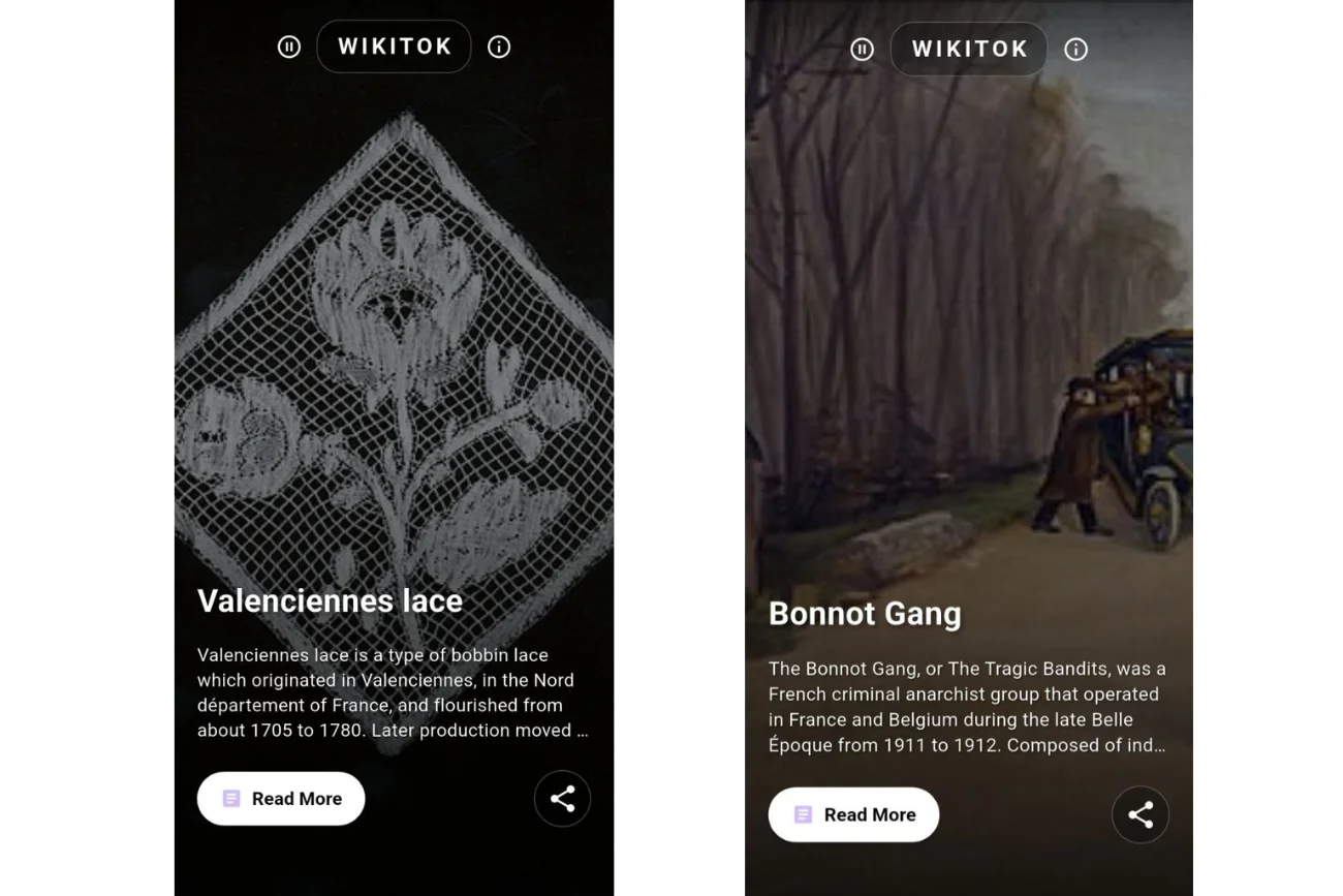 WikiTok screenshot. 