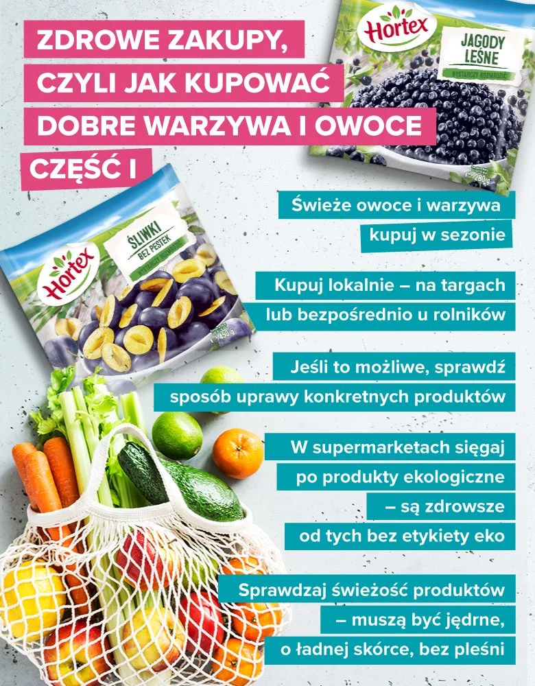 Zdrowe zakupy, czyli jak kupować dobre warzywa i owoce - infografika