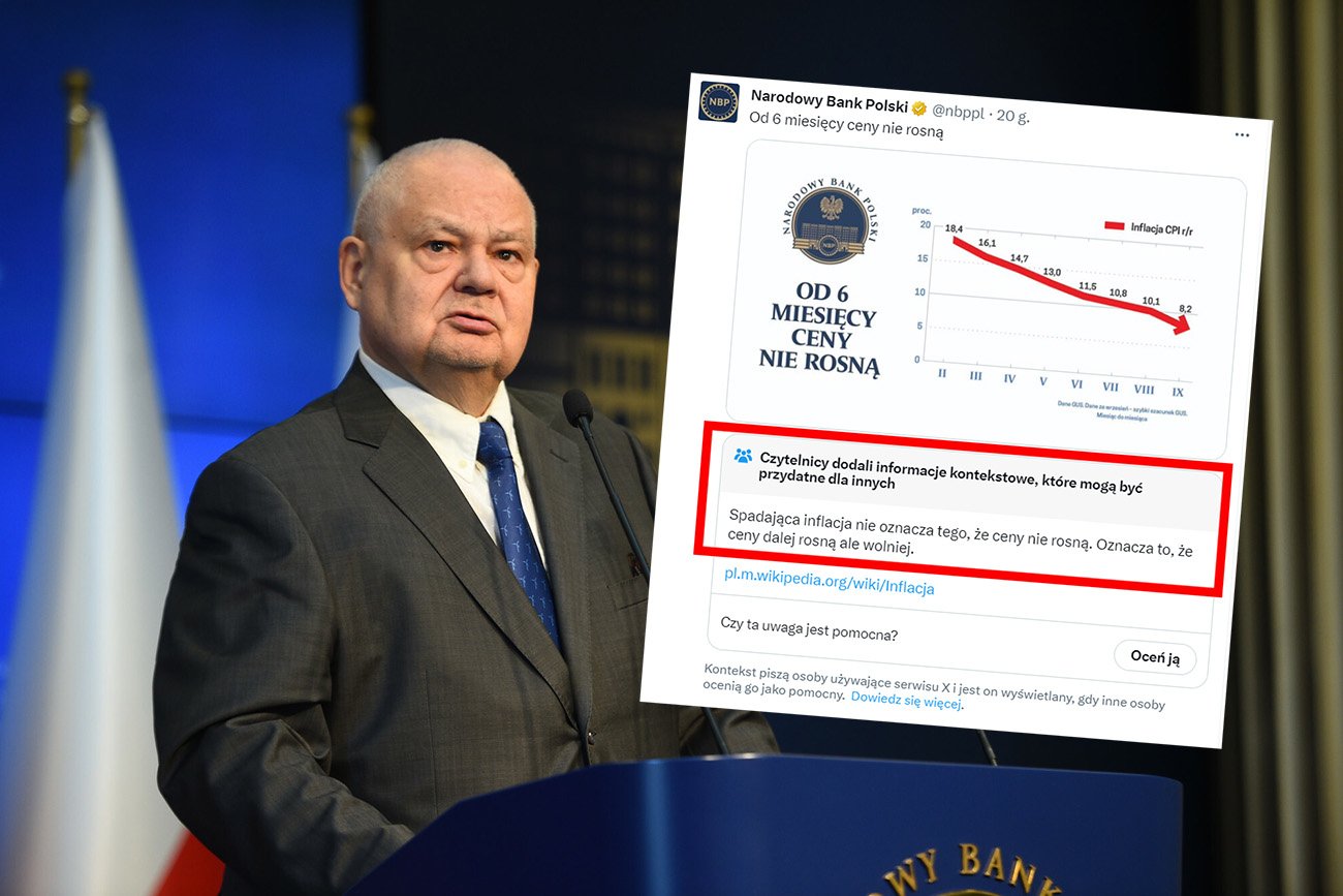 NBP i wpis na Twitterze o nierosnących cenach. Pojawiło się specjalne oznaczenie.