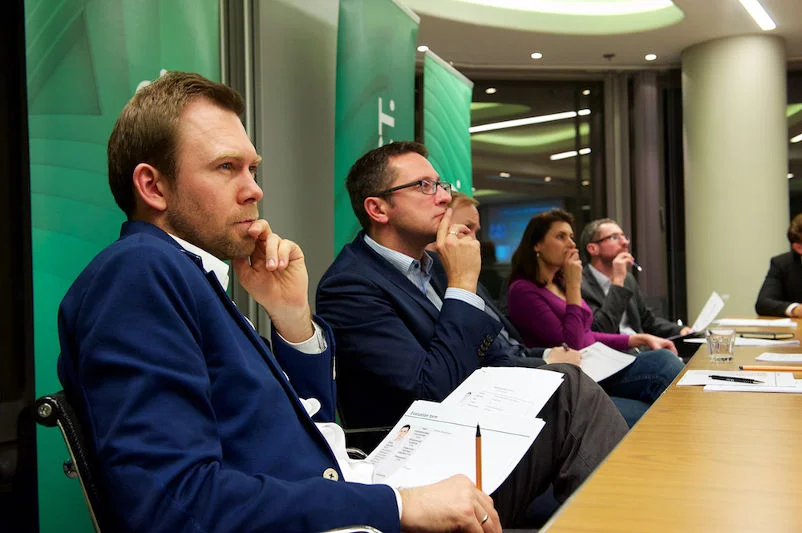 Jury wysłuchujące prezentacji finalistów. W jego skład wchodzili: Sylwia Szymula, Marcin Sobczak, Peter Bialo, Jürgen Eckel i Robert Stanikowski.