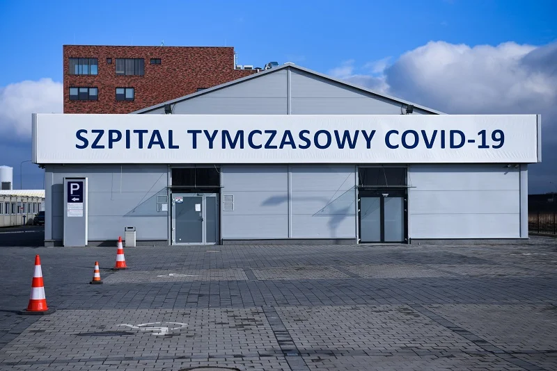 Wrocław. Szpital tymczasowy covid-19 przy ulicy Rakietowej 33.