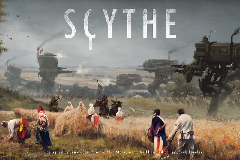 "Scythe" to gra planszowa przedstawiającą alternatywną wizję okresu międzywojennego, gdzie skonfliktowane ze sobą państwa walczą przy użyciu ogromnych robotów bojowych.