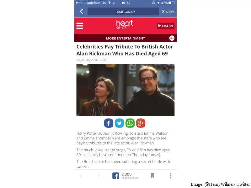 Zamieszczony w sieci przez dziennikarza BBC zrzut ekranowy testowej wersji przeglądarki WWW Facebooka