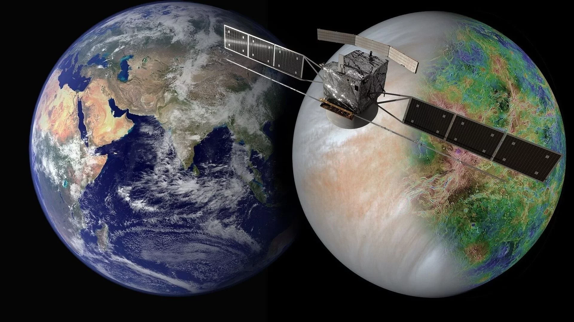 Polacy zbadają Wenus. Pomogą odpowiedzieć na pytanie pobudzające wyobraźnię mas Ziemia, Wenus i sonda kosmiczna ESA. Firma Sener Polska bierze udział w misji zbadania Wenus.