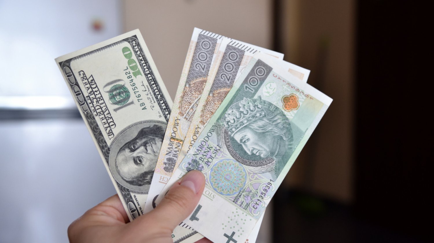 Banknoty dolary i złoty