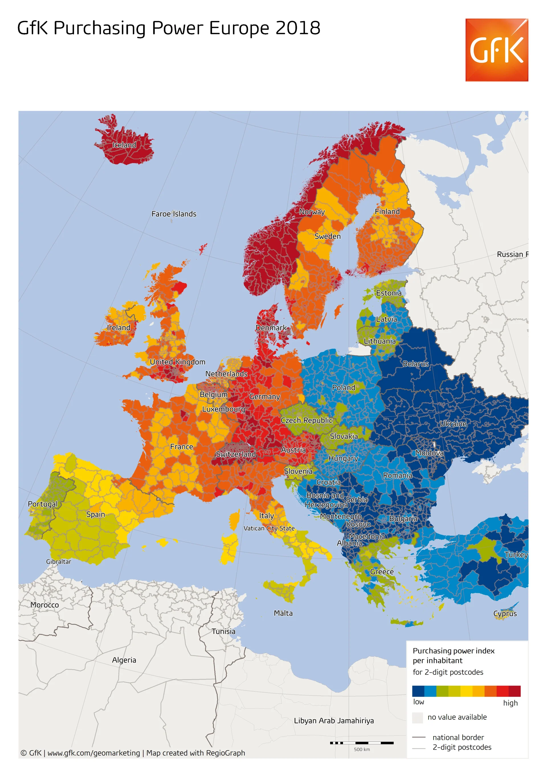 Raport GfK na temat siły nabywczej w Europie objęły 42 kraje.