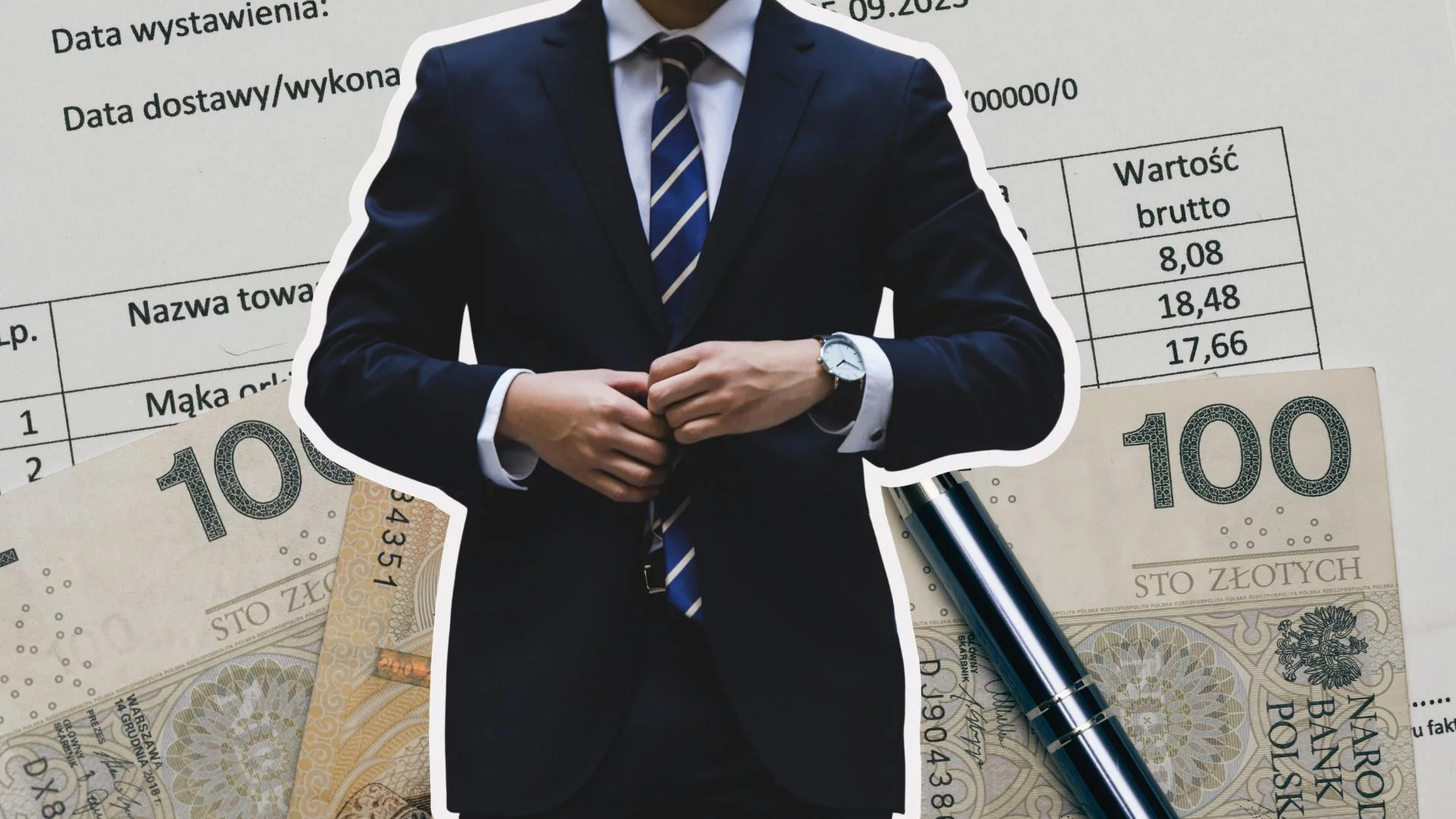 Miała być gospodarcza rzeź, jest cyfrowy reżim. Dwa miesiące z KSeF oczami mikrofirm biznesmen na tle faktury VAT