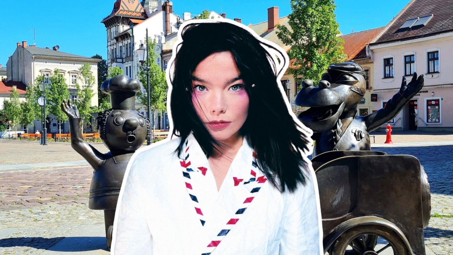 Björk wybrała targowisko w Bielsku-Białej zamiast salonów w Paryżu. Wygrała miłość do muzyki Bjork, w tle plac w Bielsku-Białej