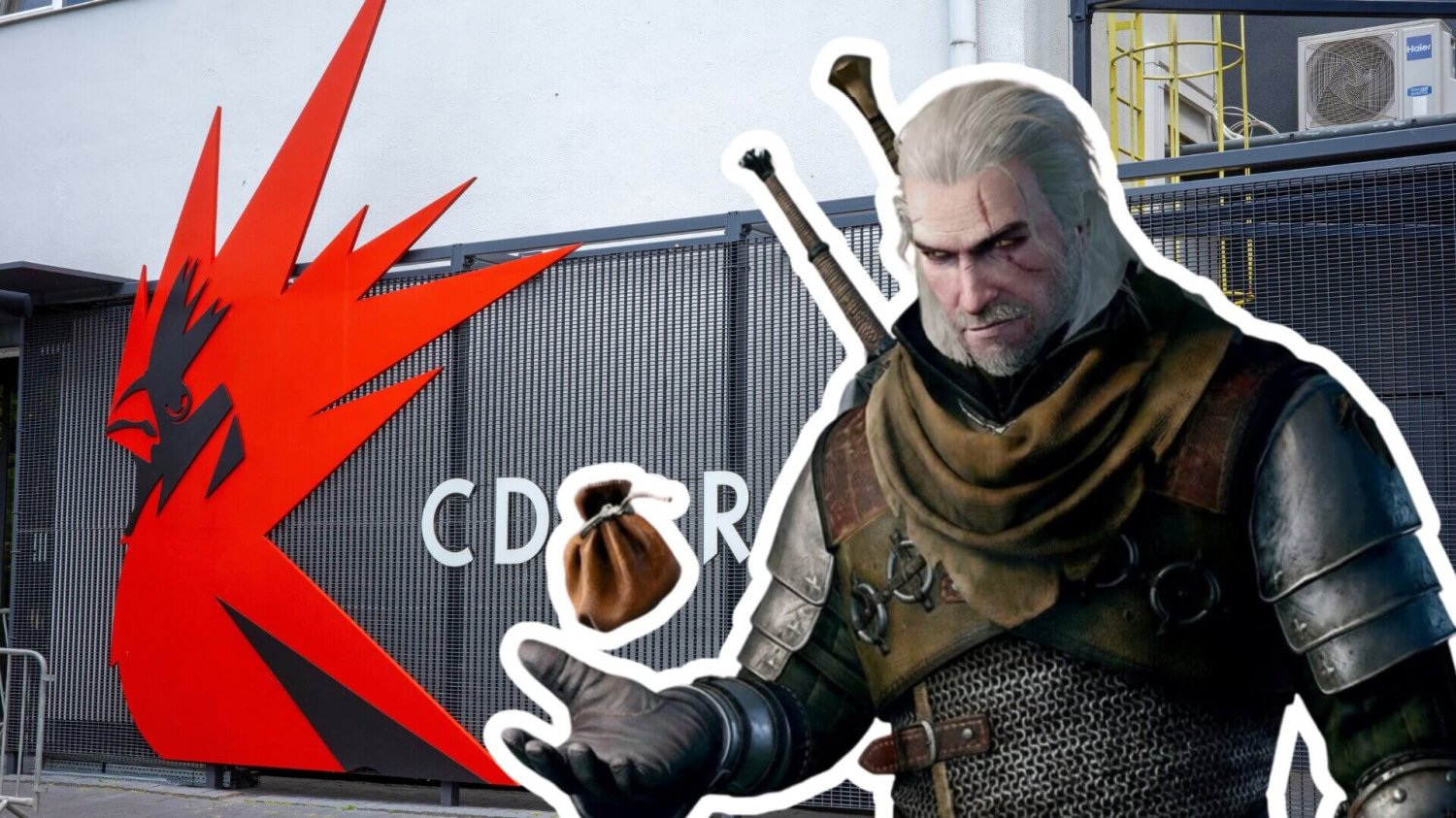 brama z logo cd projekt, wiedźmin