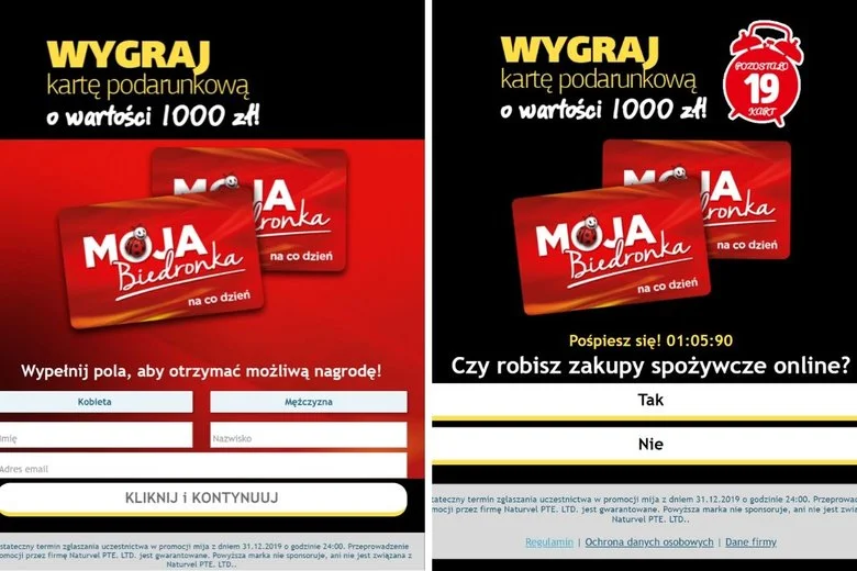 Jeśli zdarzy nam się niechcący kliknąć w link z wiadomości i wejdziemy na stronę, nie podawajmy żadnych danych.