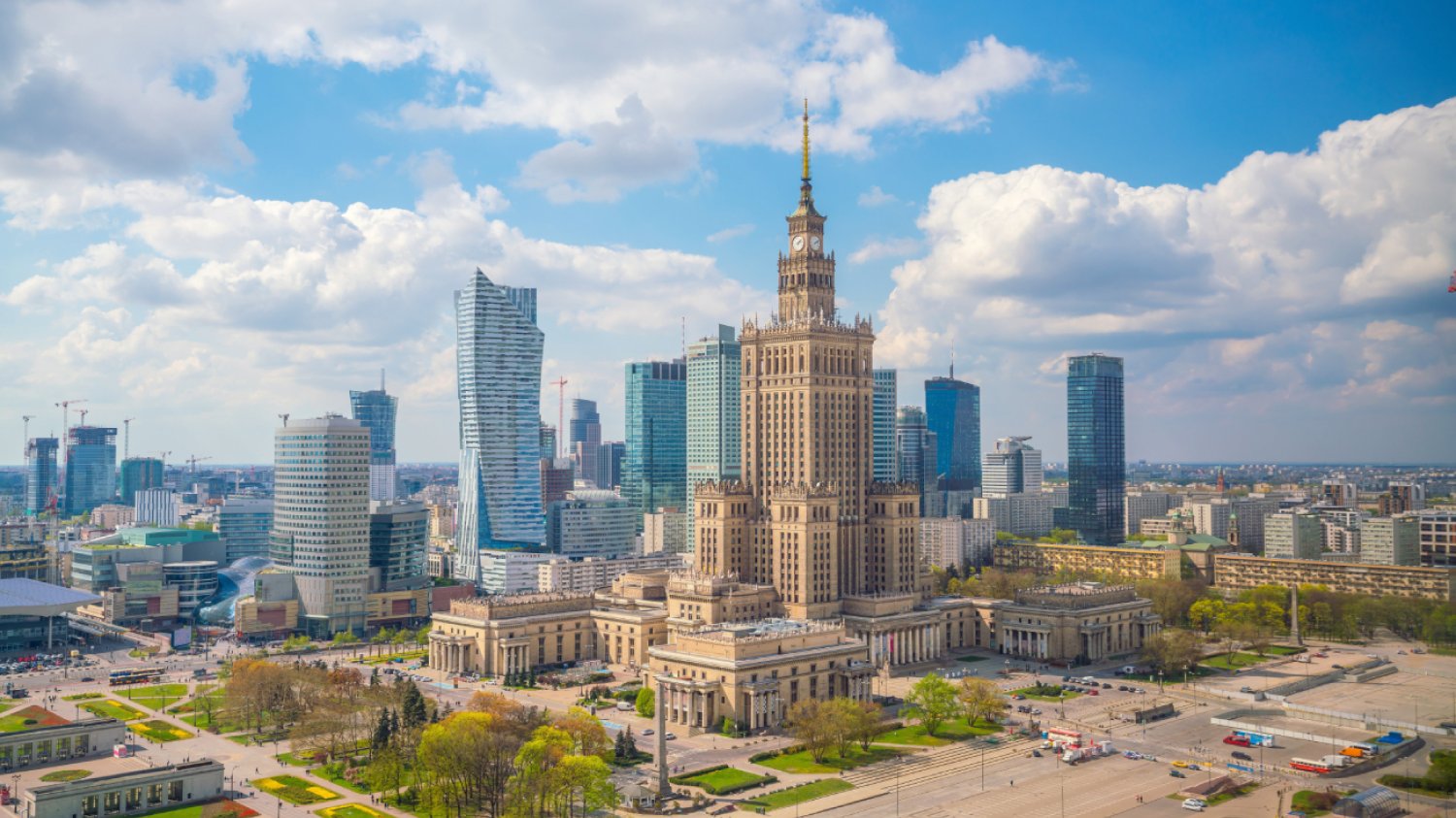 Centrum Warszawy, widok na Pałac Kultury i Nauki