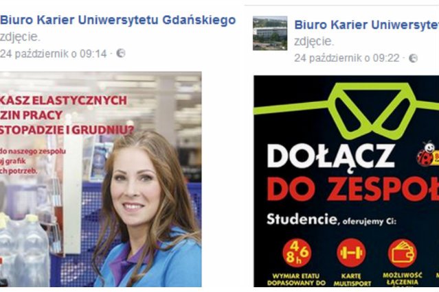Tak wygladają ofert pracy w Tesco i Biedronce dla studentów.